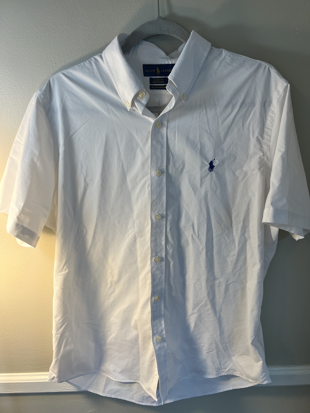 Ralph Lauren Classic Fit Performance Men's Button-Up Shirt White Size L Untucked